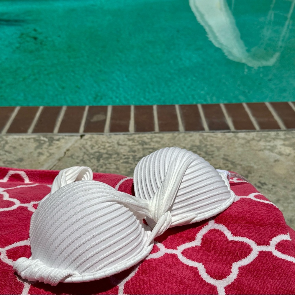 White Ribbed Bikini Top - Picture 2 of 6